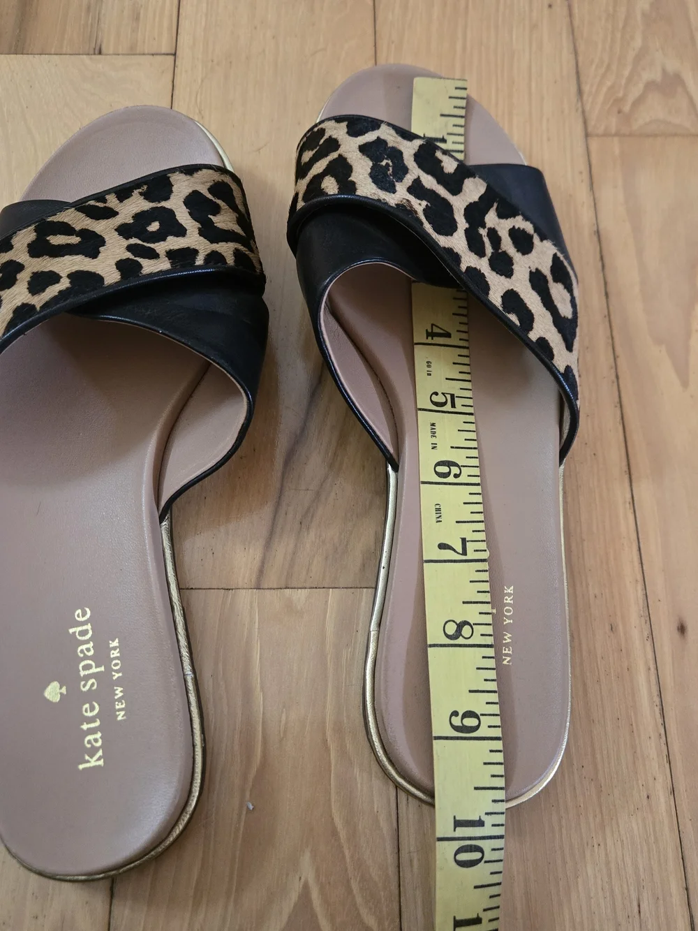 kate spade Leopard & Black Slide Sandals